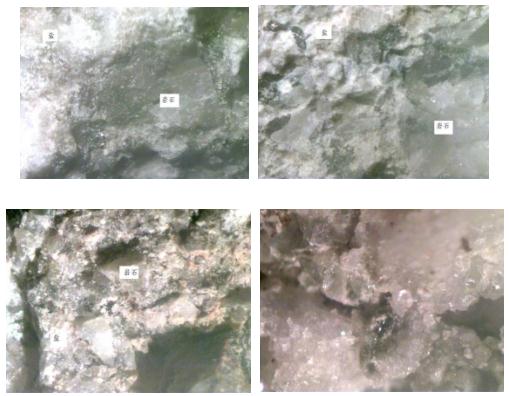 混凝土中松散颗粒和盐粘结岩石的微观结构